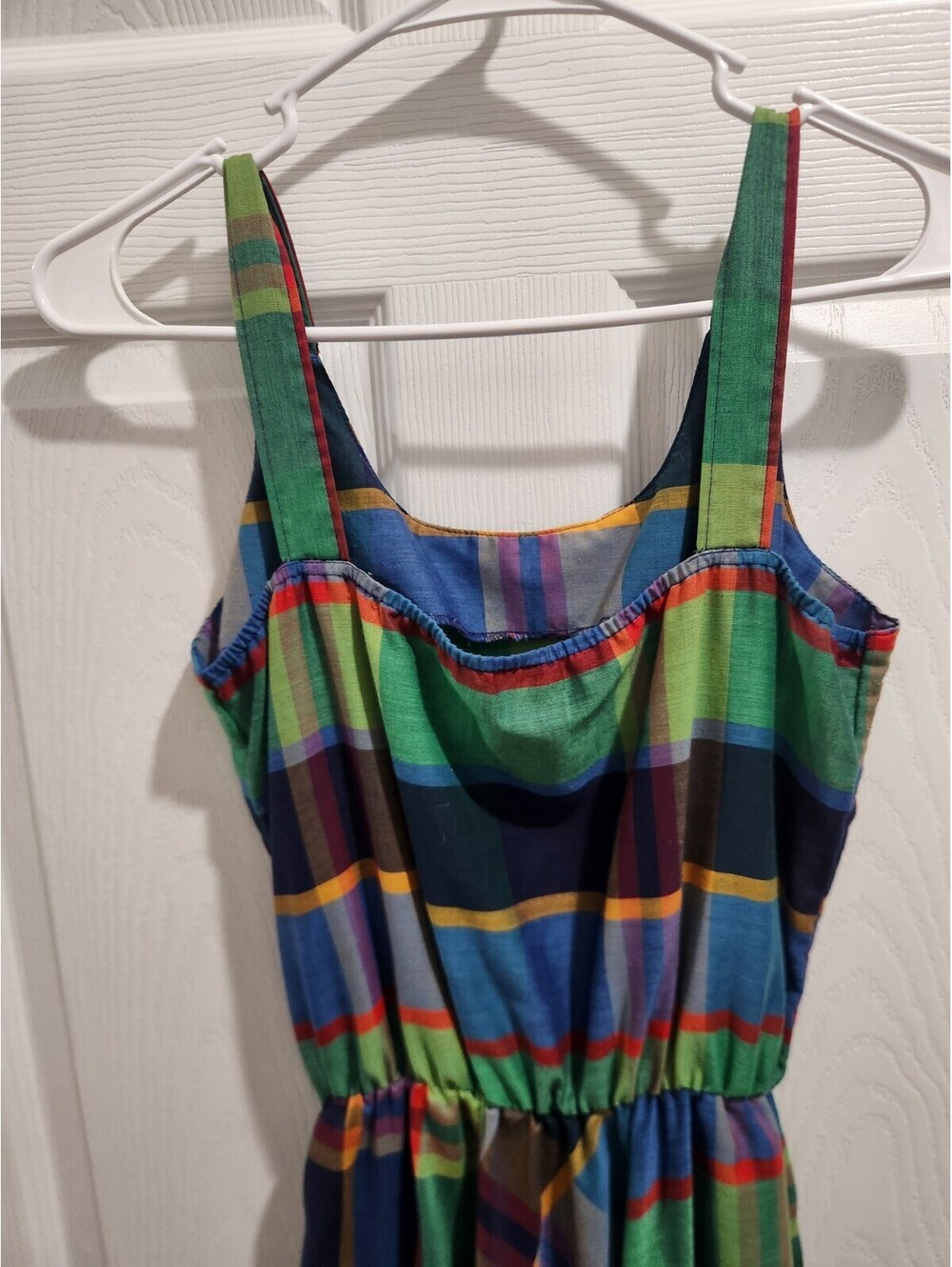 Vtg Hand Tailored Women’s S Plaid Square Neck Sleeveless A-Line Midi Dress - Picture 7 of 9